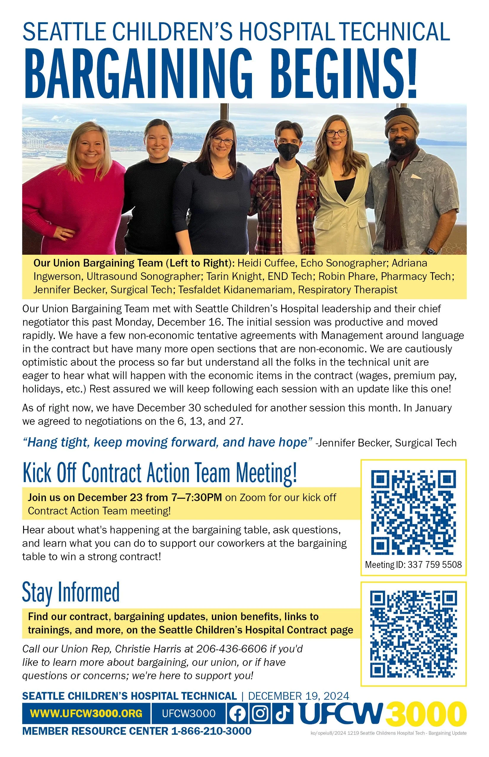 Seattle Children’s Hospital Technical Bargaining Begins!