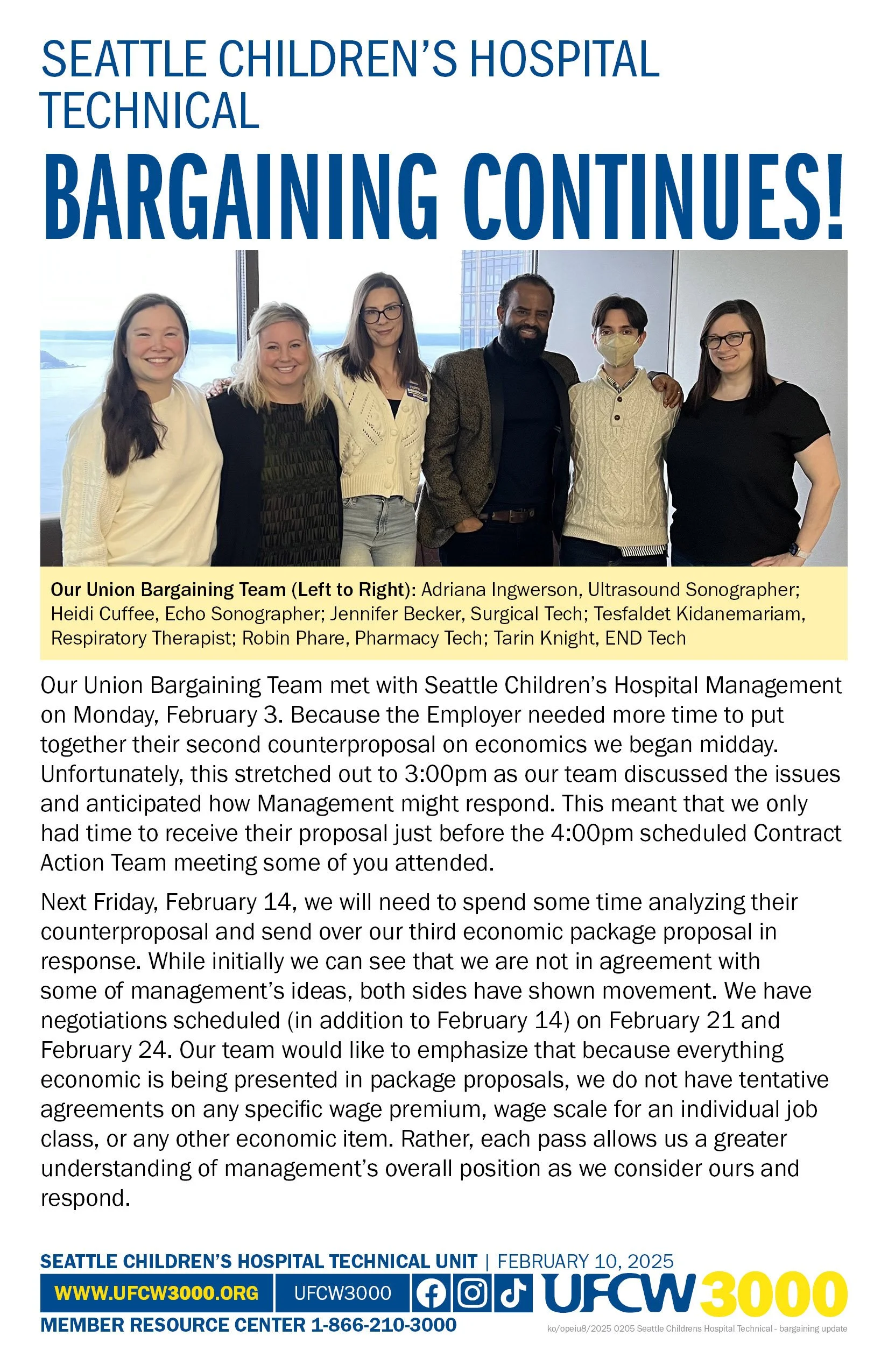 Seattle Children’s Hospital Technical Bargaining Continues!