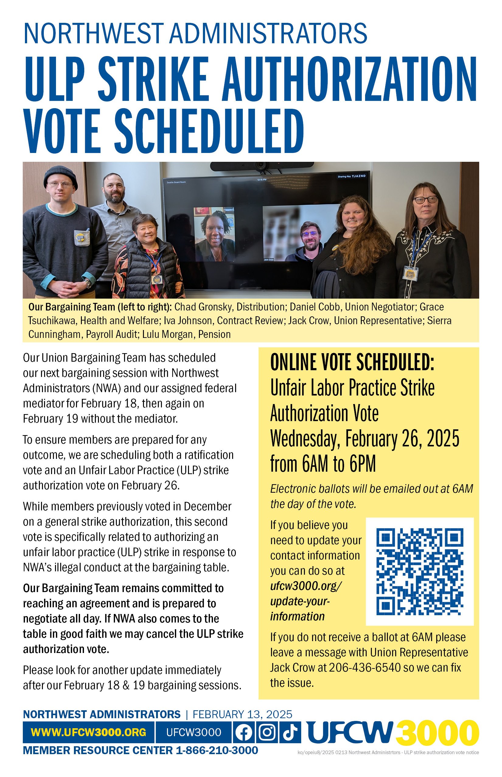 Northwest Administrators ULP Strike Authorization Vote Scheduled