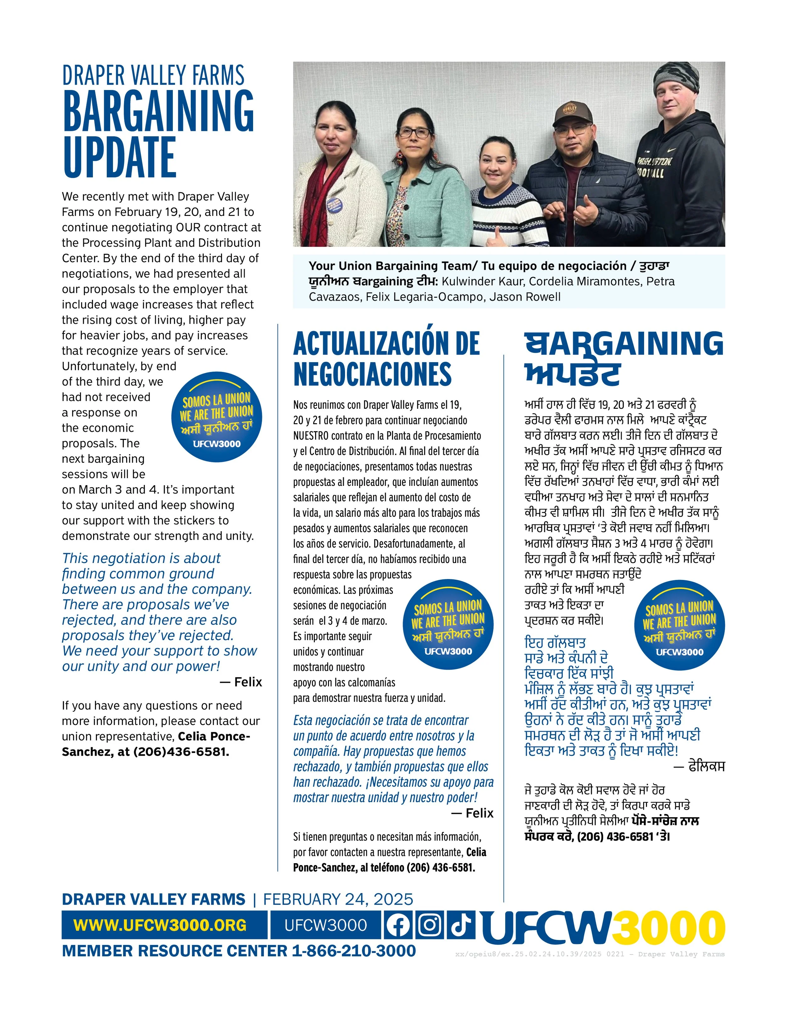 Draper Valley Farms - Bargaining Update