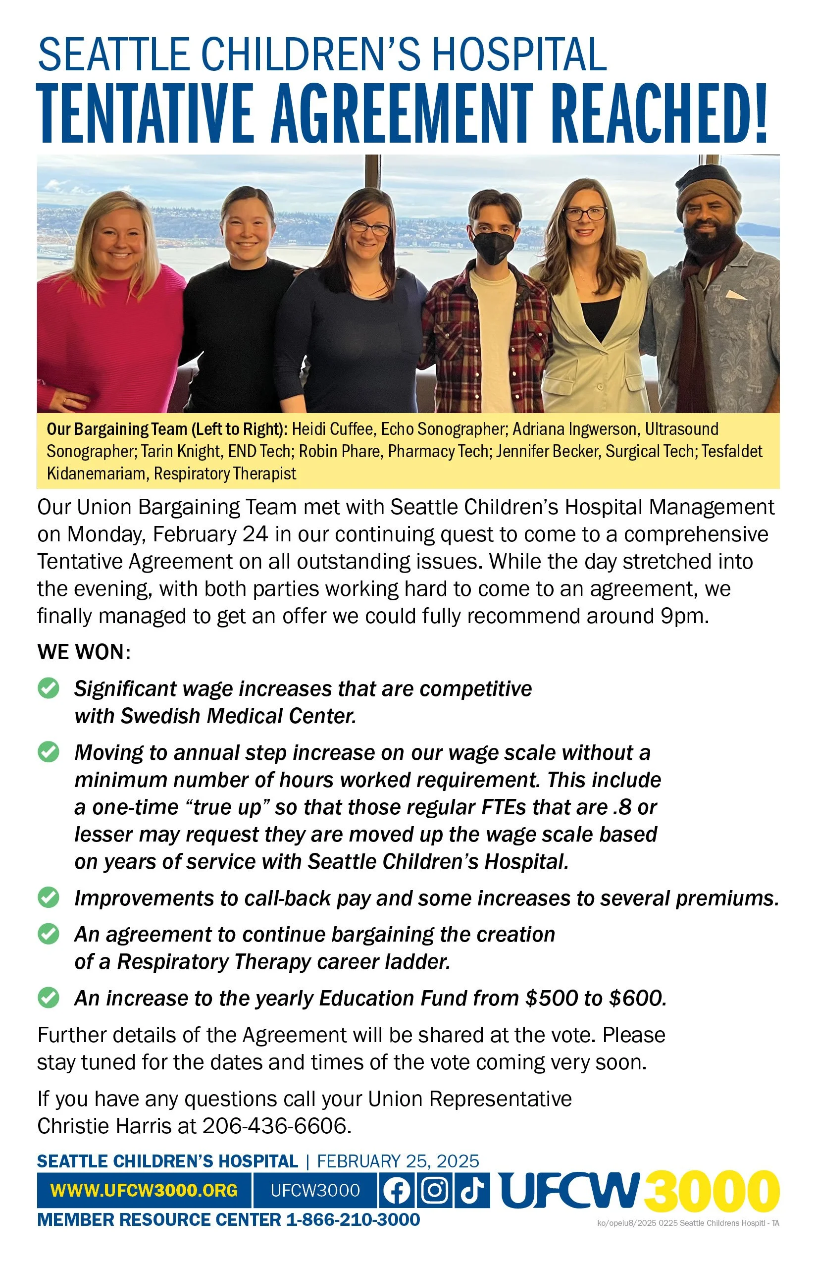 Seattle Children’s Hospital Tentative Agreement Reached!