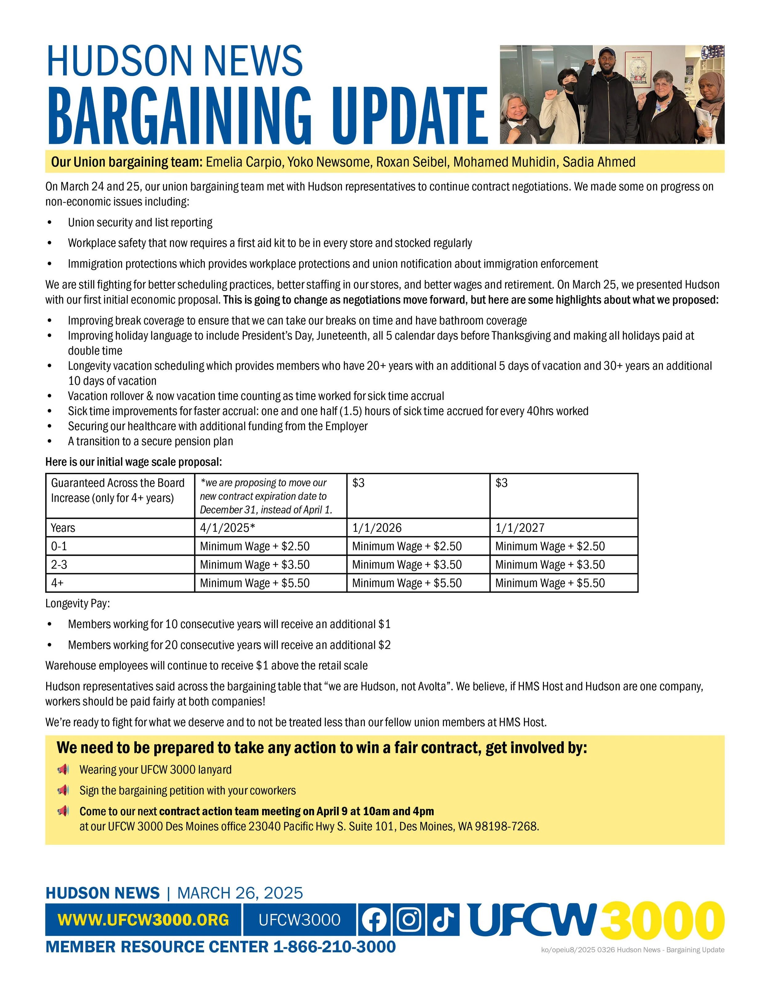 Hudson News Bargaining Update
