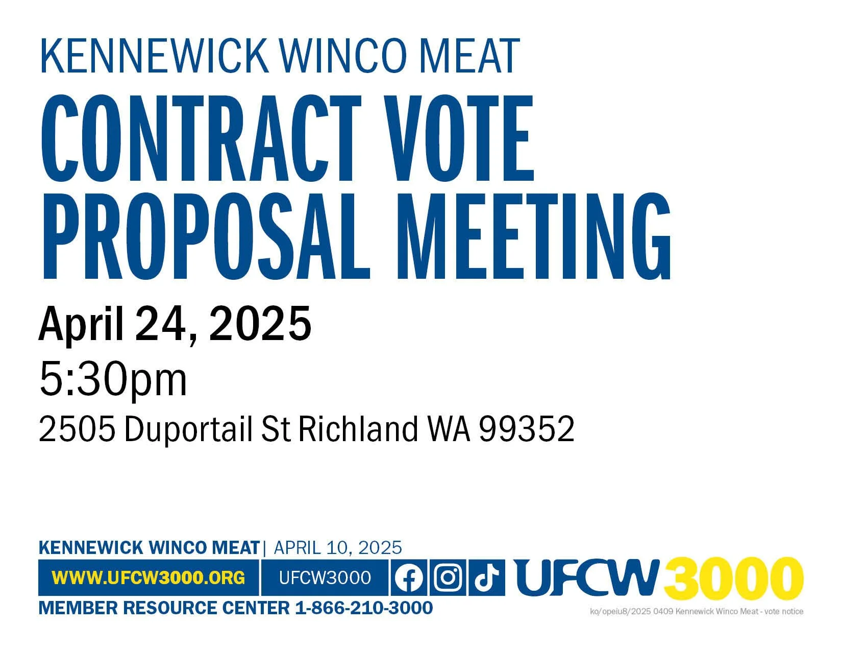 Kennewick Winco Meat Contract Vote Proposal Meeting