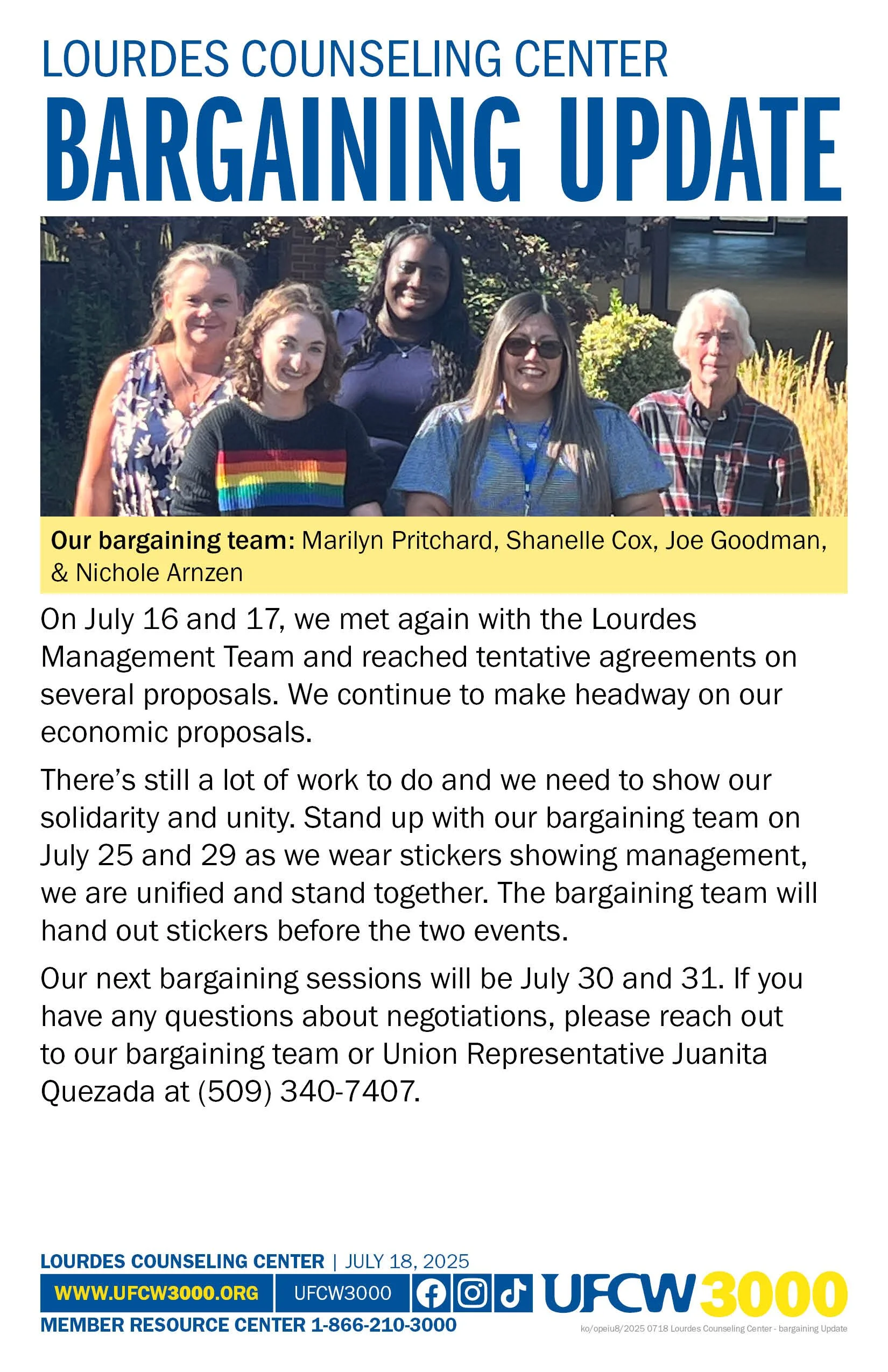 Lourdes Counseling Center Bargaining Update