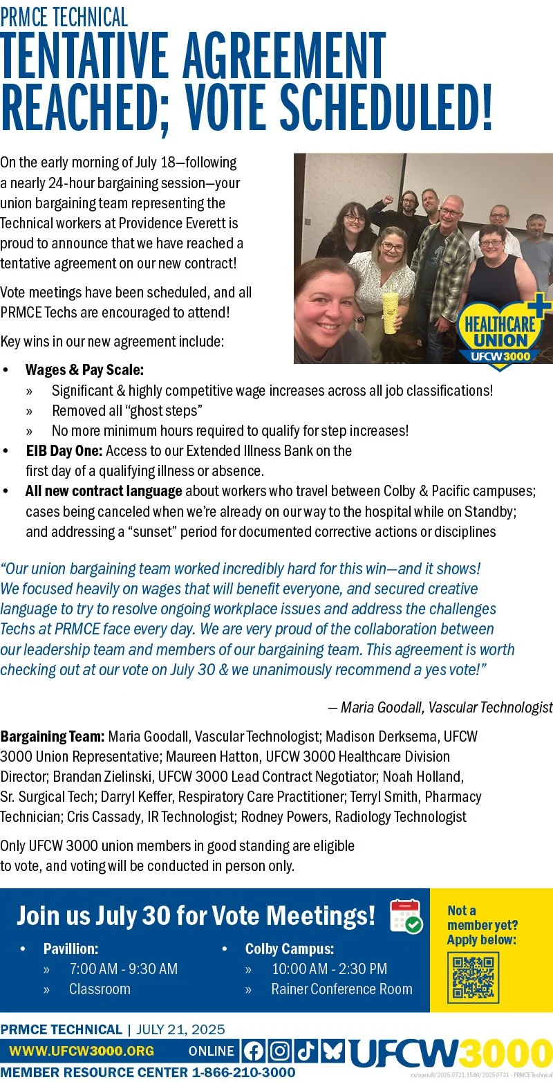 PRMCE Technical - TENTATIVE AGREEMENT REACHED; VOTE SCHEDULED!