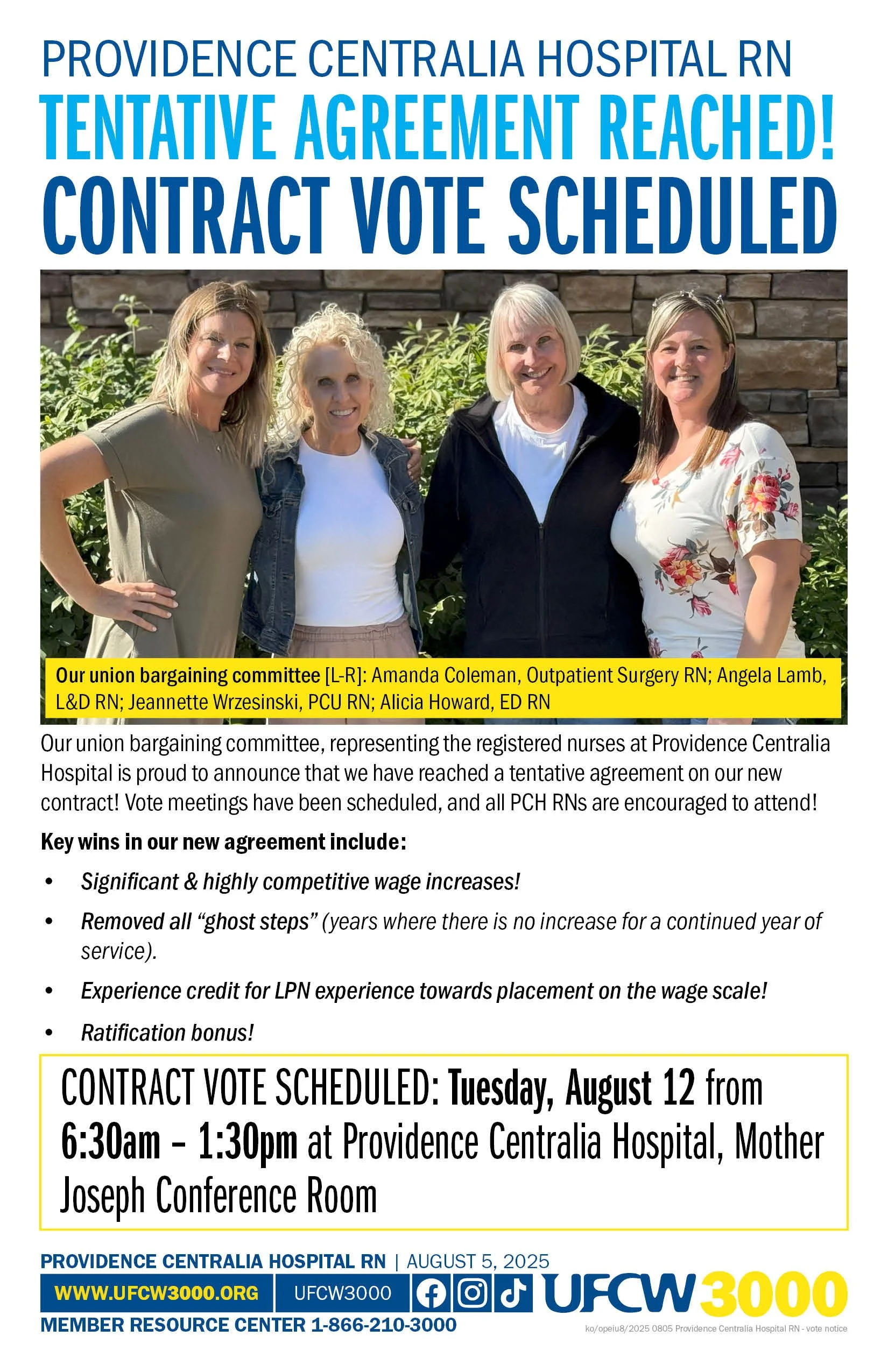 Providence Centralia Hospital RN Contract Vote Scheduled