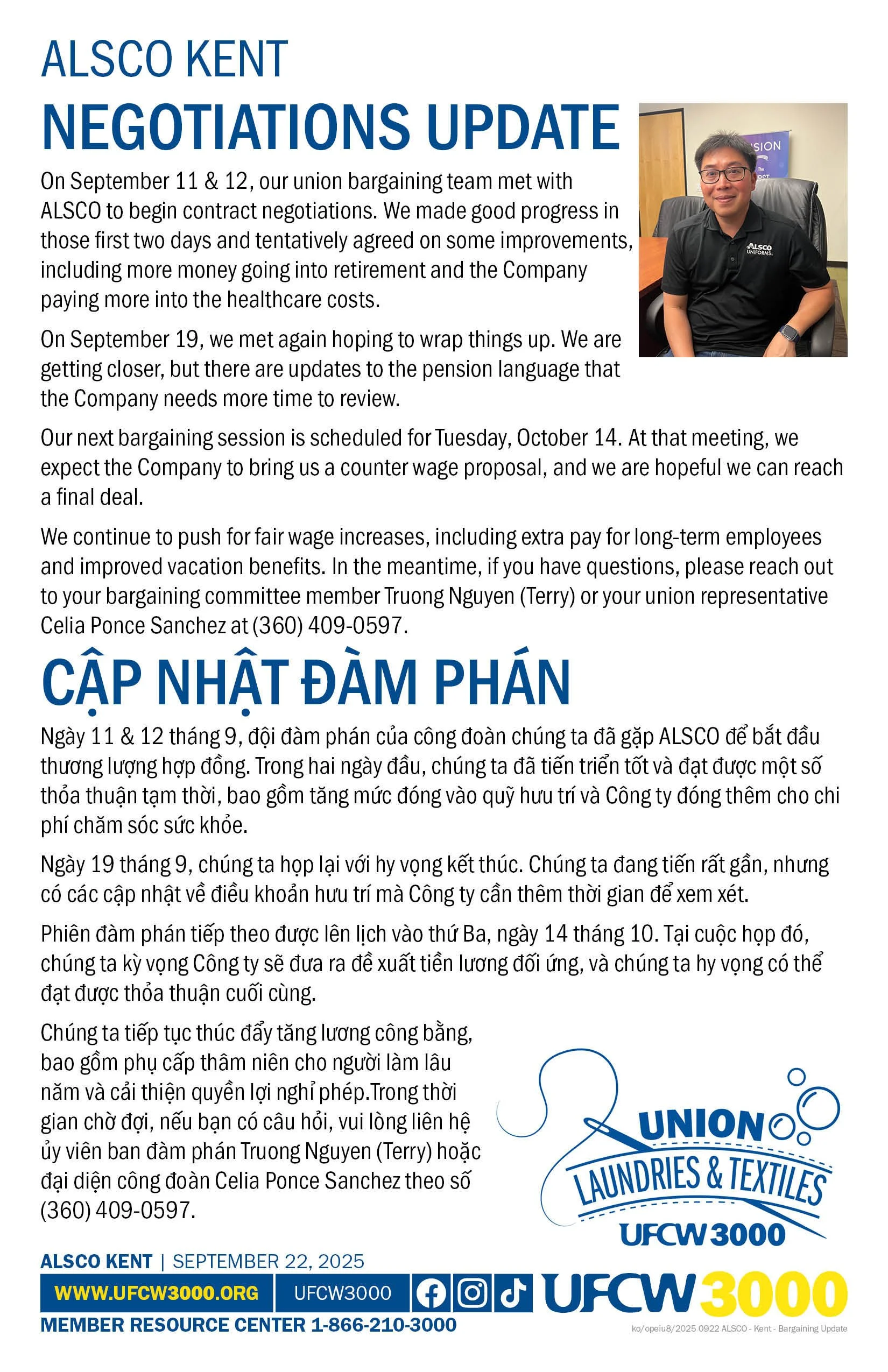 Negotiations Update Cập nhật đàm phán