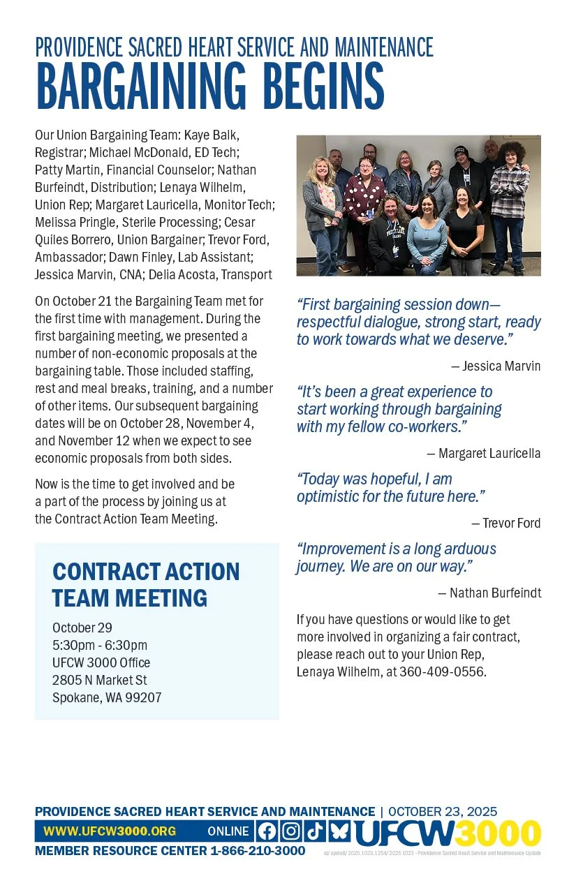 ﻿﻿Providence Sacred Heart Service and Maintenance - Bargaining Begins