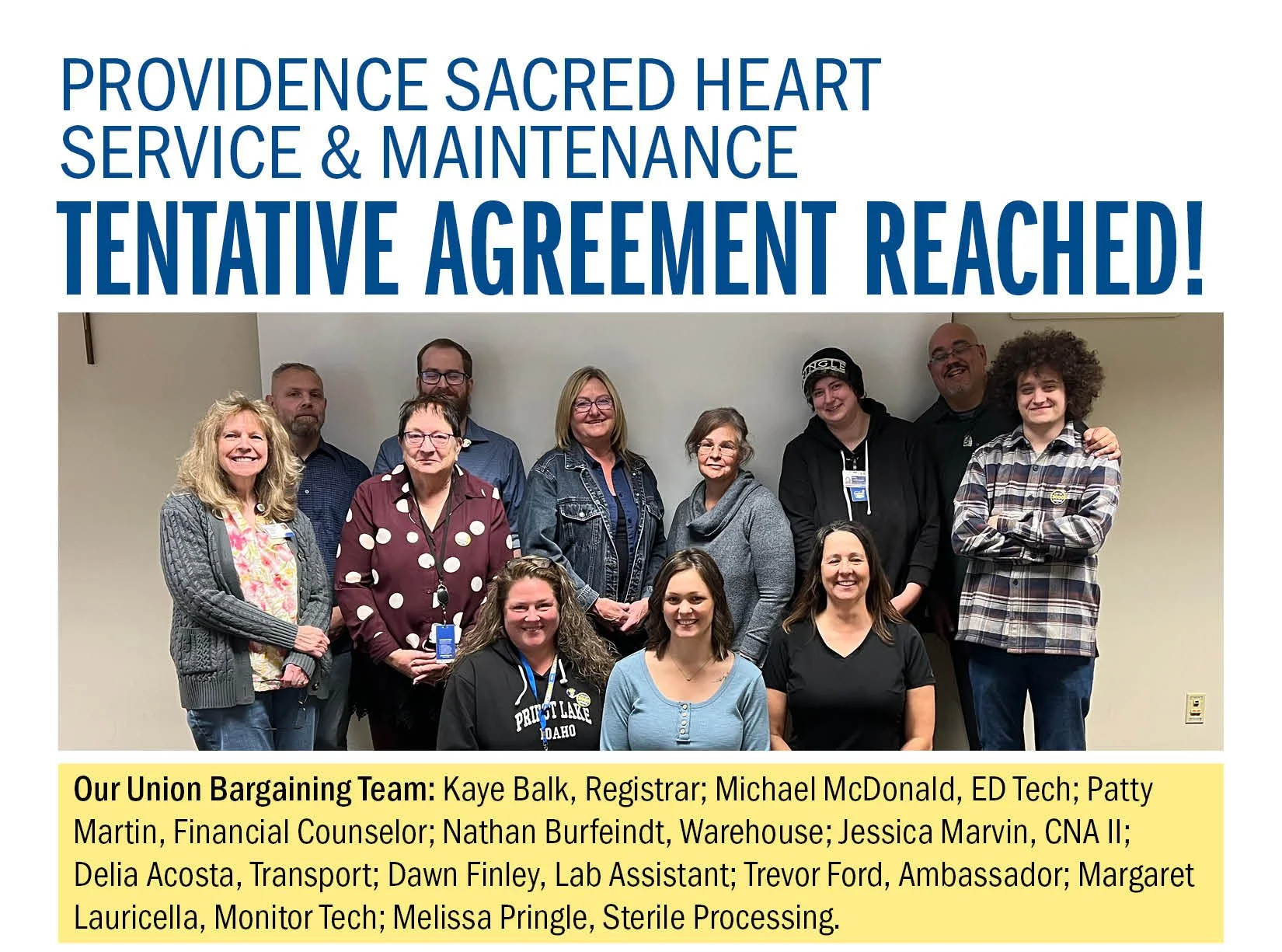 Providence Sacred Heart Service &amp; Maintenance Tentative Agreement Reached! 