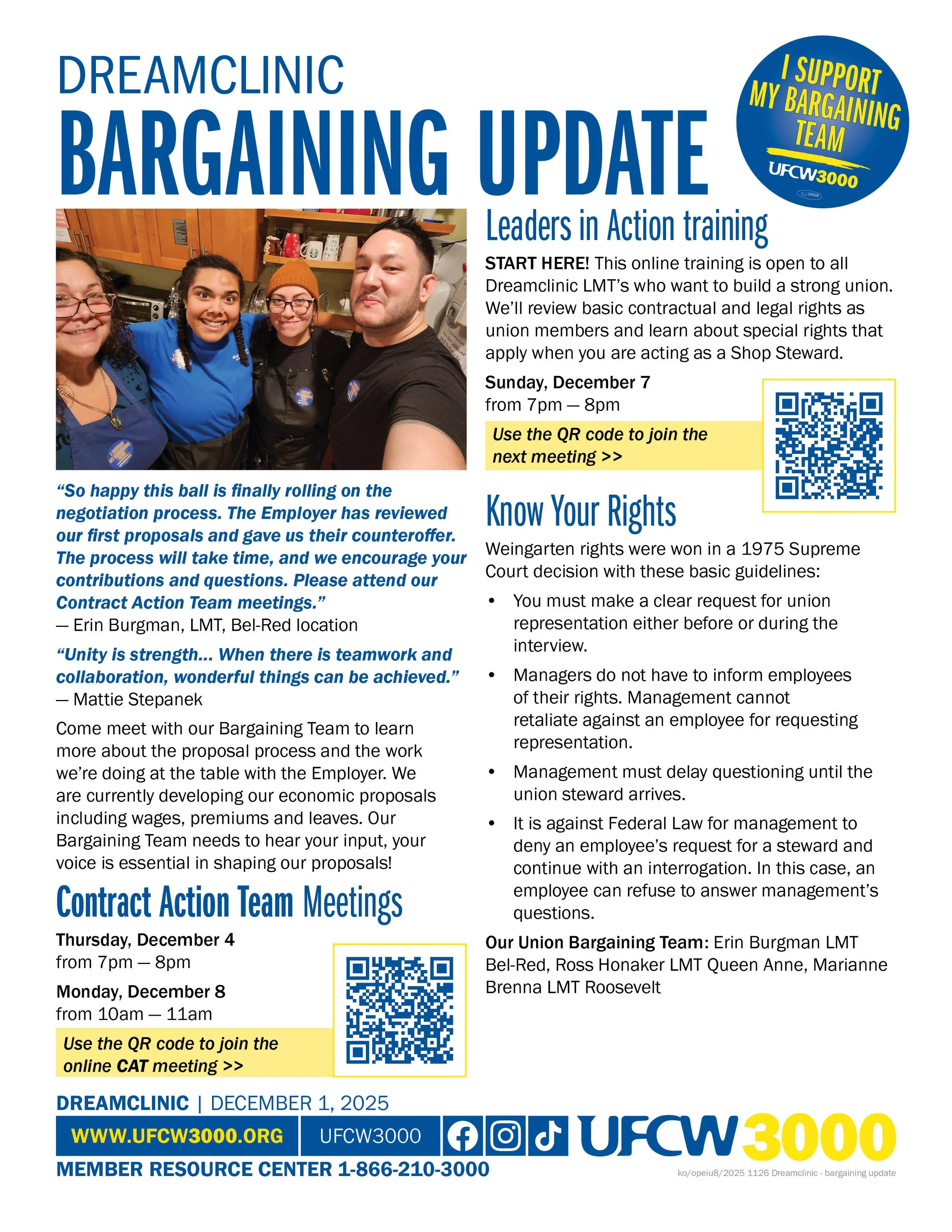 Dreamclinic Bargaining Update