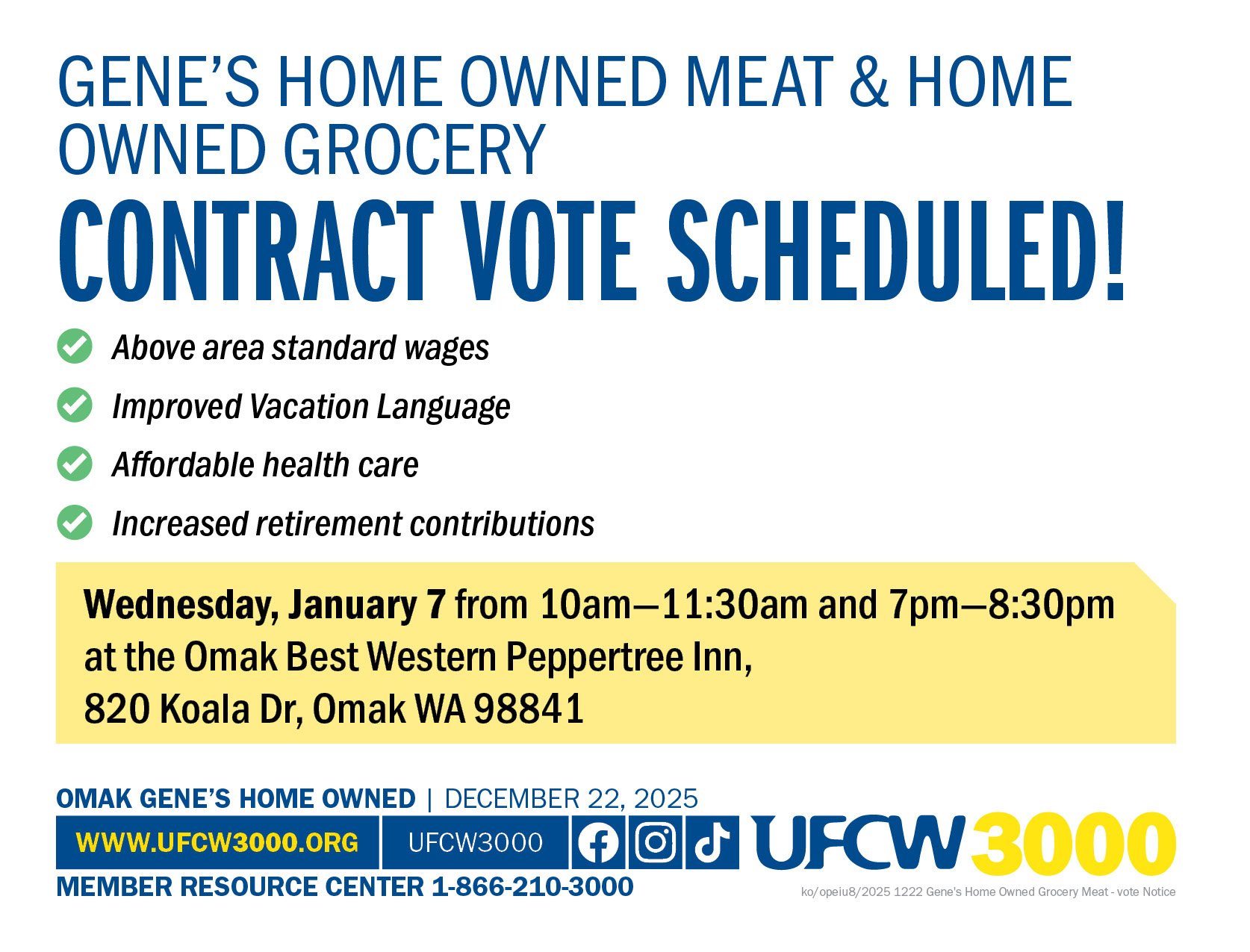 Gene's Home Owned Meat and Grocery Contract Vote Scheduled!