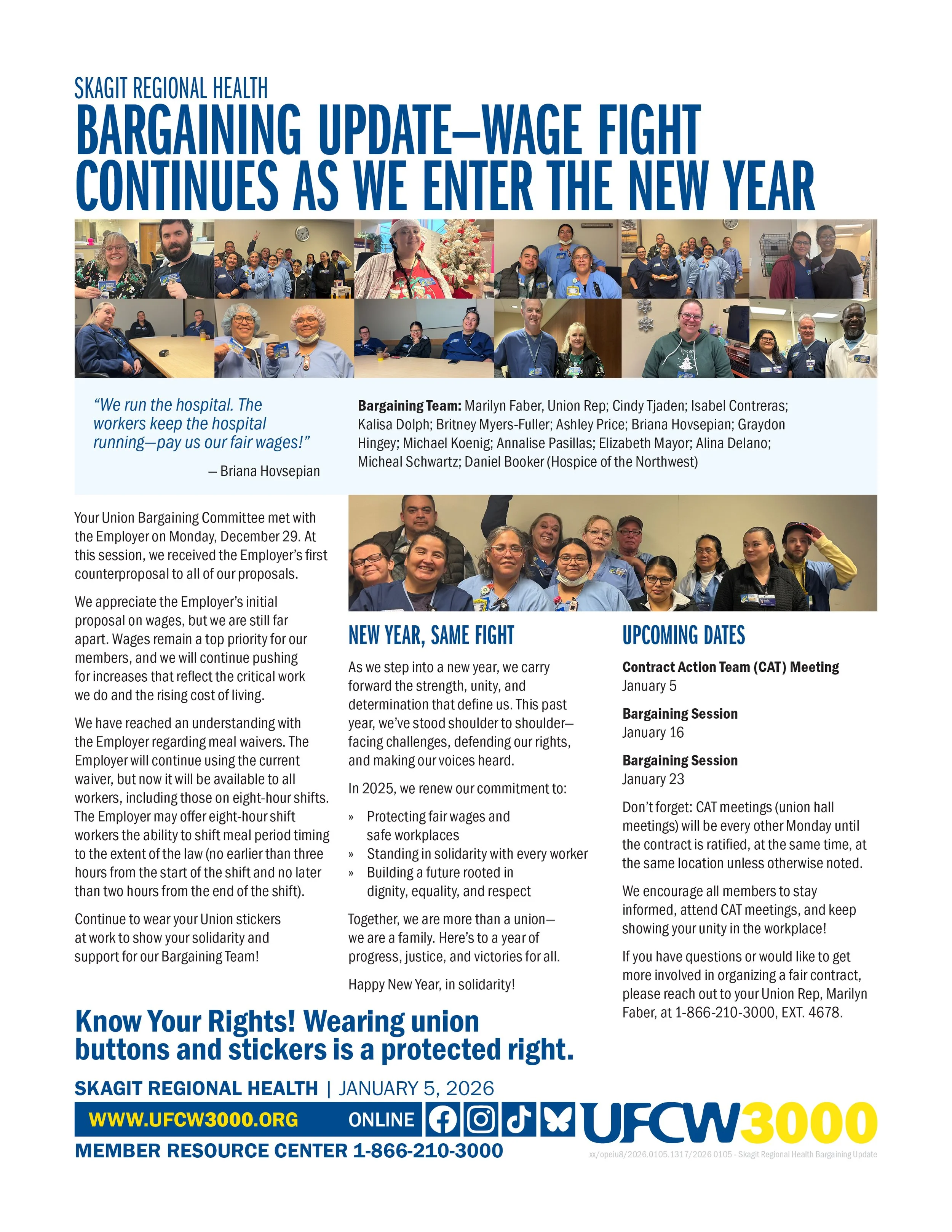 Skagit Regional Health - Bargaining Update—Wage Fight Continues as We Enter the New Year