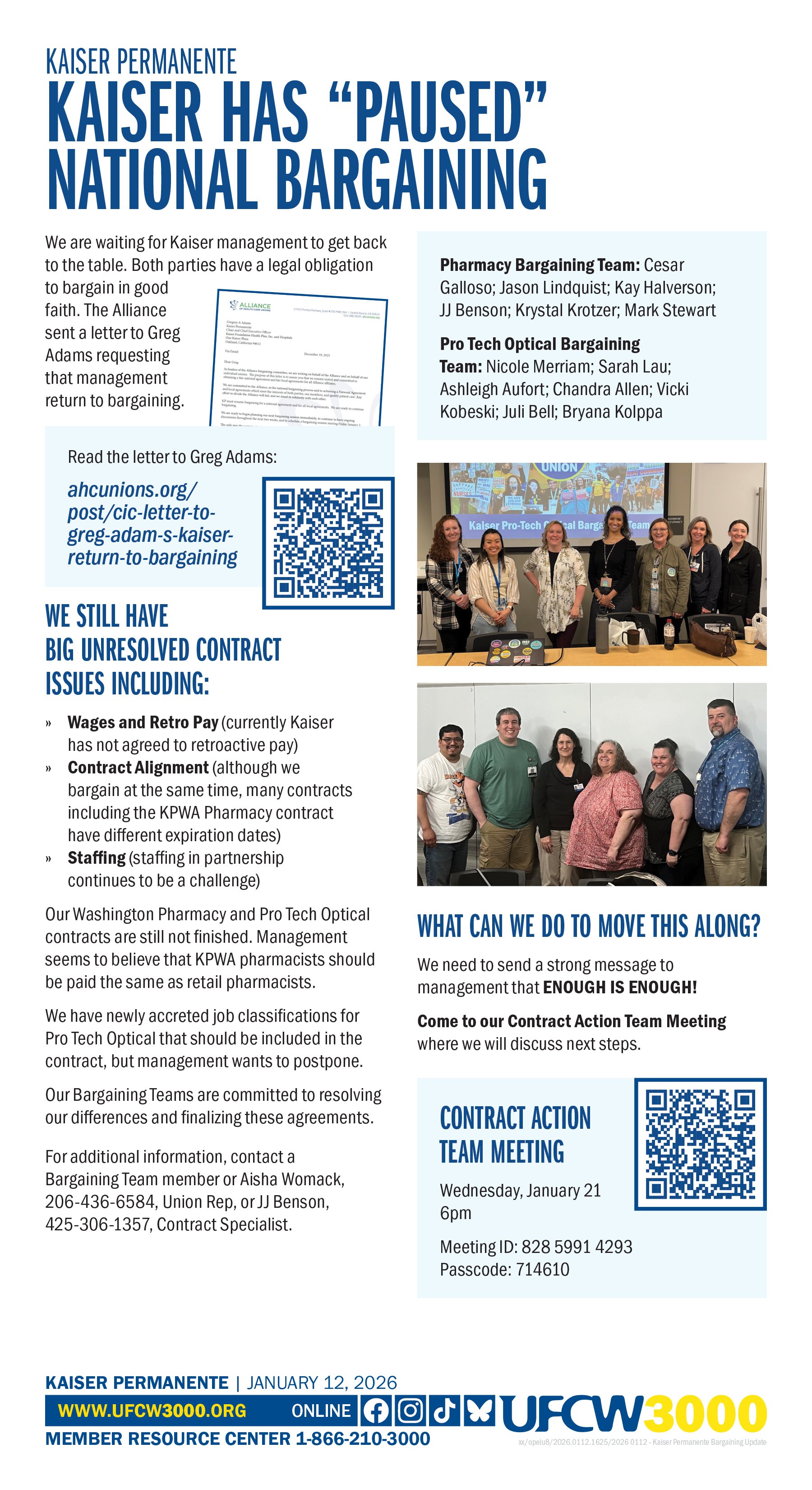 Kaiser Permanente Washington - Bargaining Update