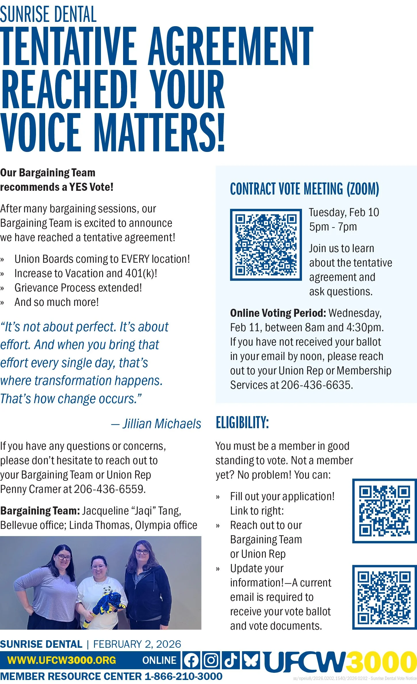Sunrise Dental - Tentative Agreement Reached! Your Voice Matters!