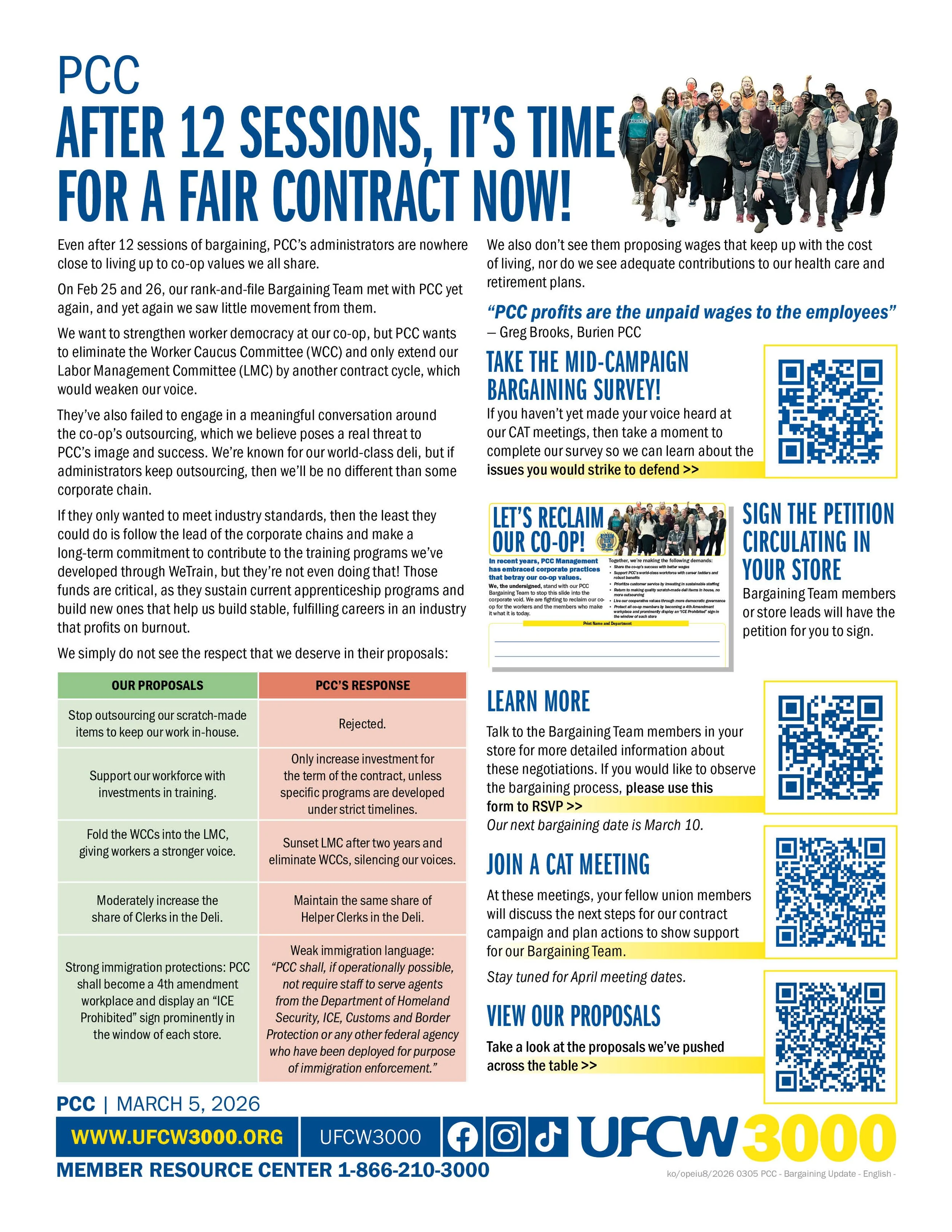 PCC After 12 Sessions, It’s Time for a Fair Contract Now!  