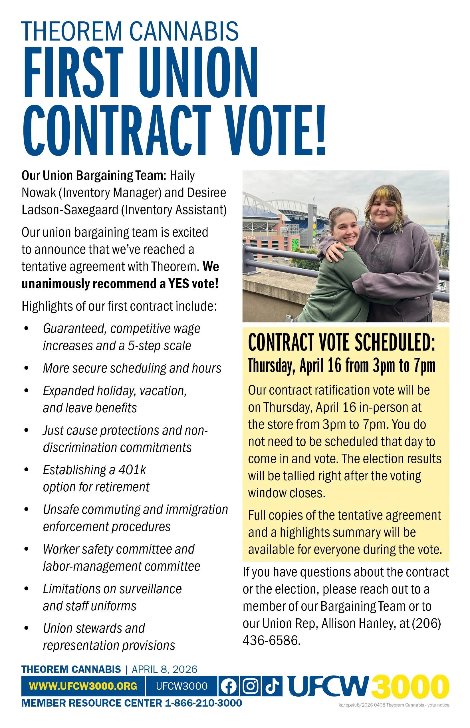 Theorem Cannabis First Union Contract Vote!