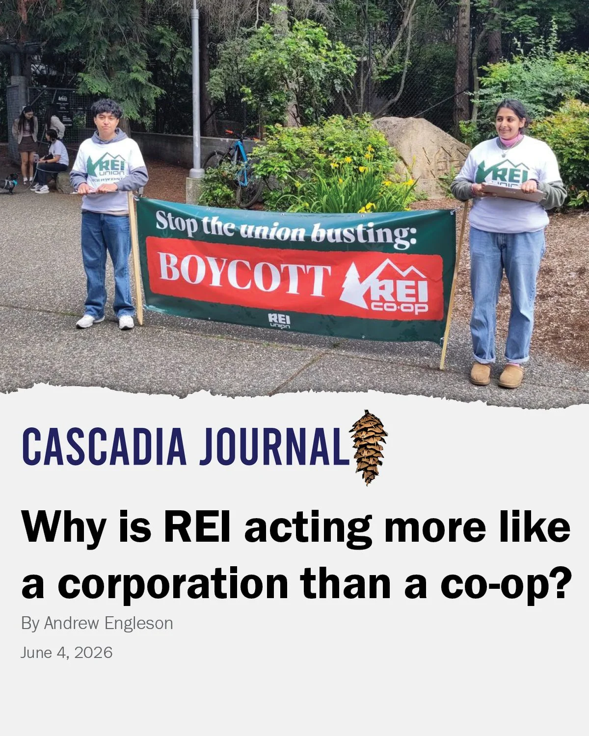 Answer: Because they think they can. But REI Union and REI members are fighting to stop this corporate slide and bring the co-op back to its roots.