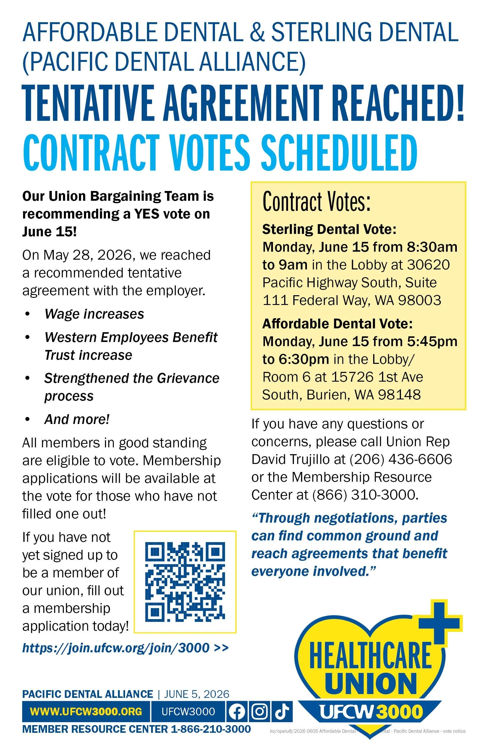 Affordable Dental &amp; Sterling Dental (Pacific Dental Alliance) Tentative Agreement Reached!