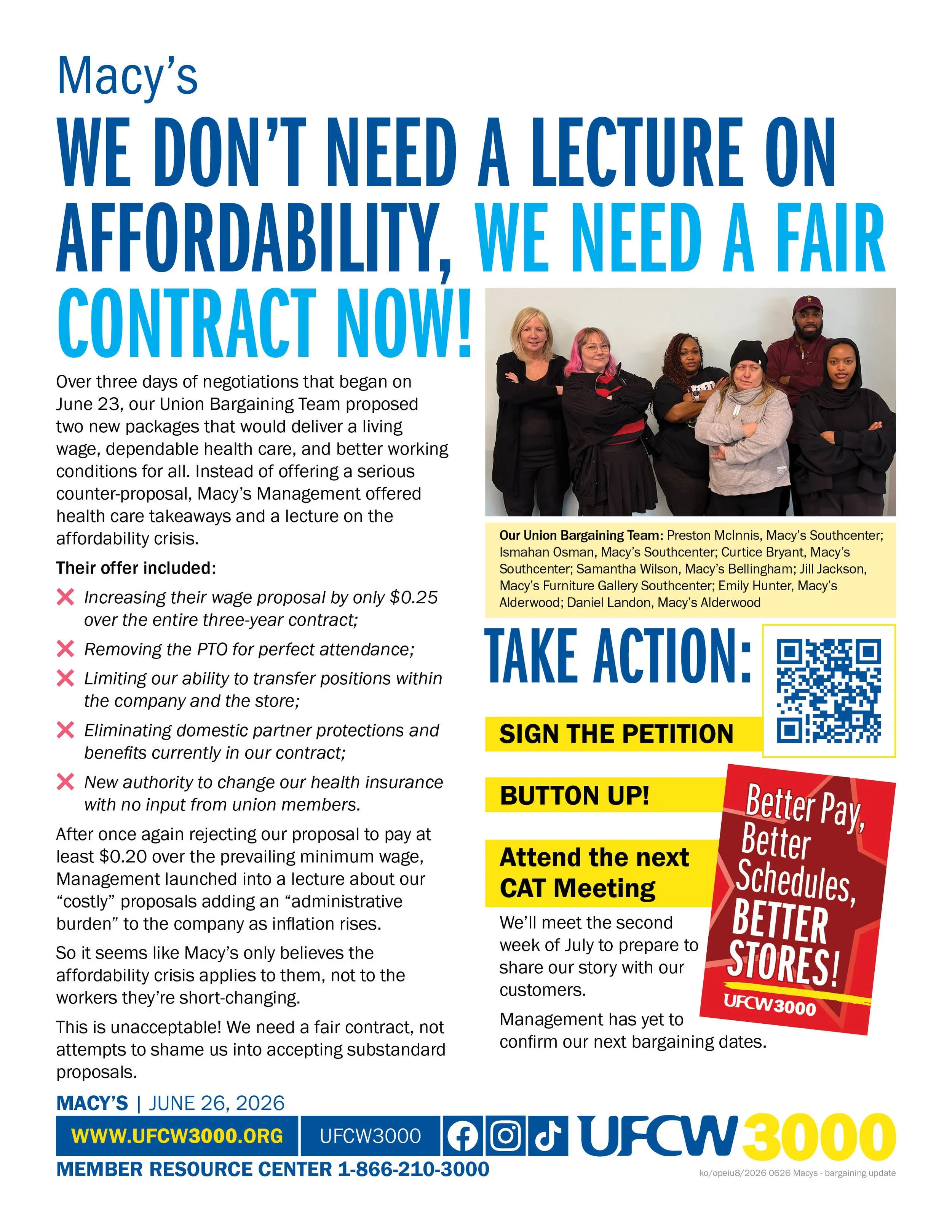 Macy’s We Don’t Need a Lecture on Affordability, We Need a Fair Contract Now! 