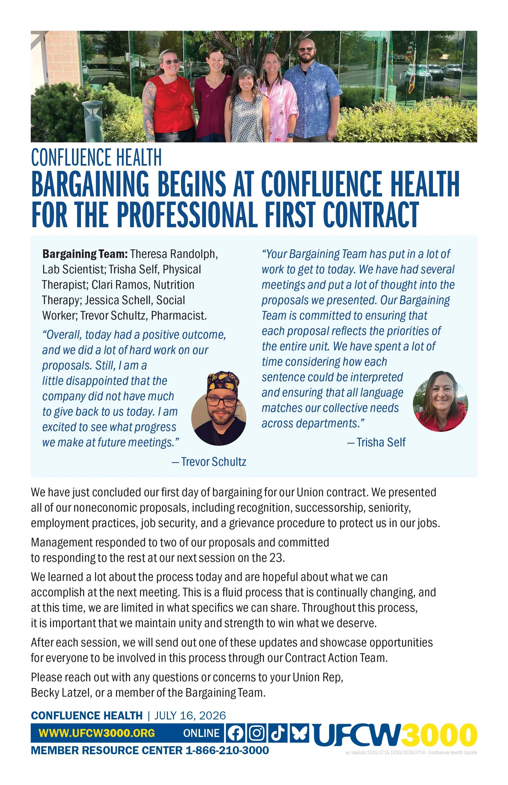 Confluence Health - Bargaining Begins at Confluence Health for the Professional First Contract