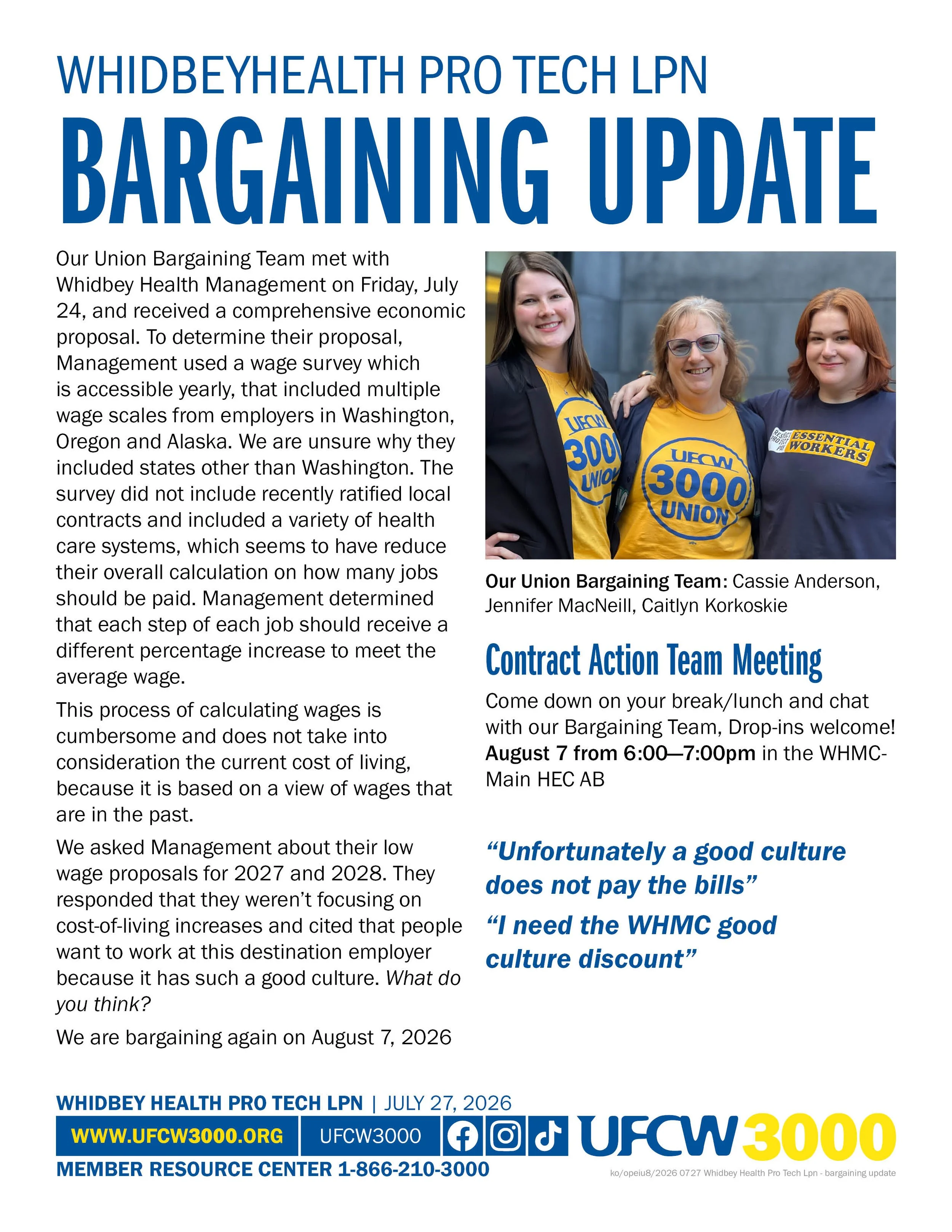 WhidbeyHealth Pro Tech LPN  Bargaining Update