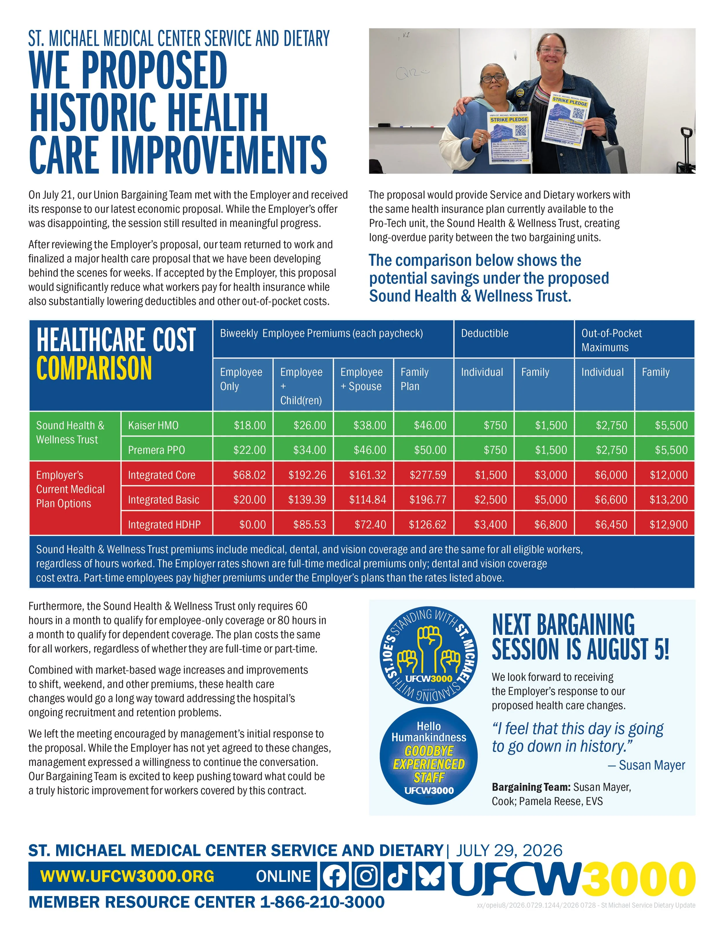 St. Michael Medical Center Service and Dietary - We Proposed Historic Health Care Improvements