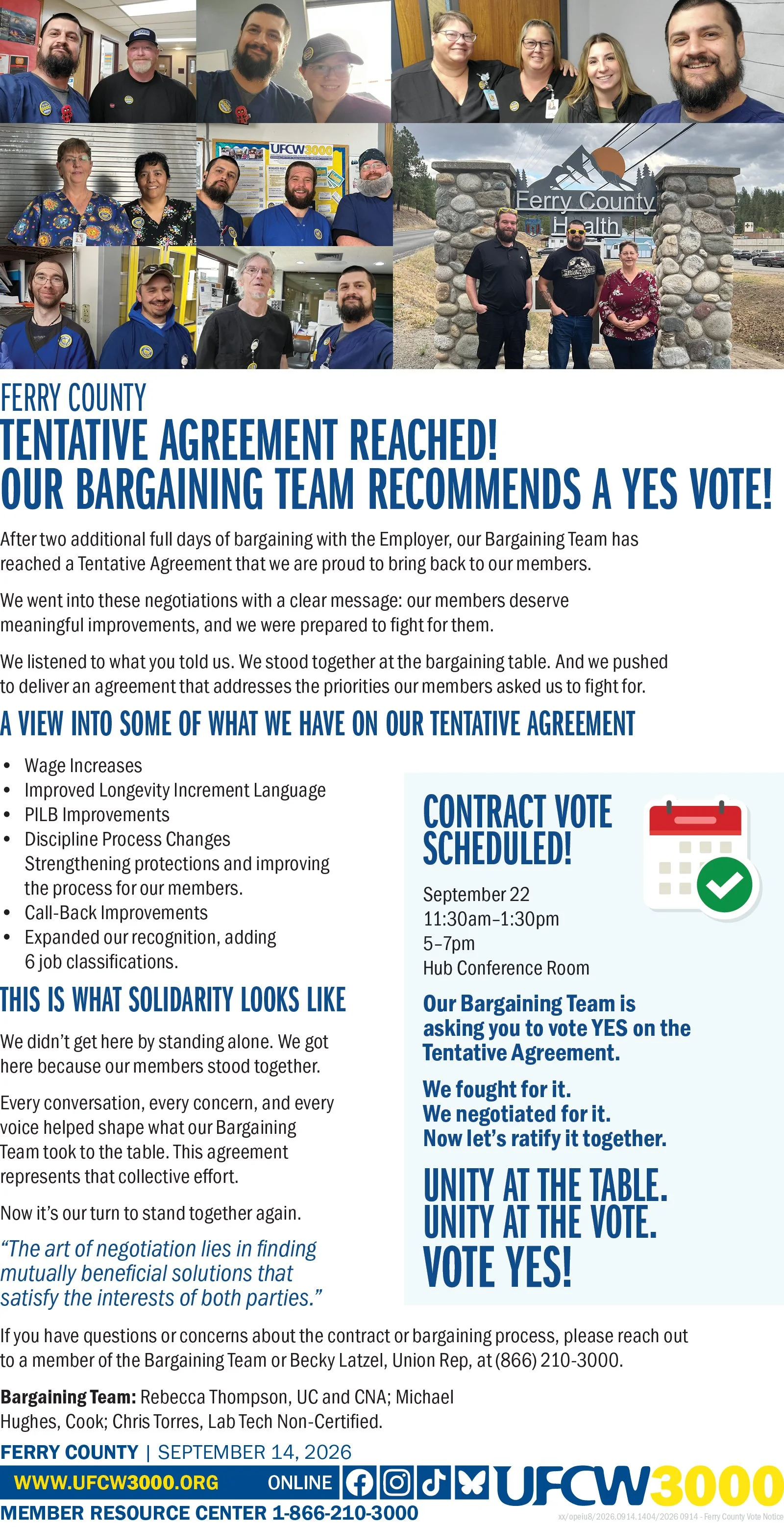 Ferry County Health - Tentative Agreement Reached! Tentative Agreement Reached!