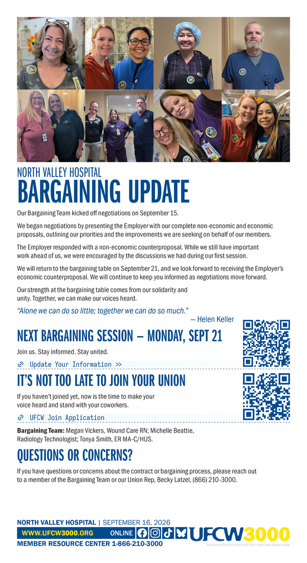 North Valley Hospital - Bargaining Update