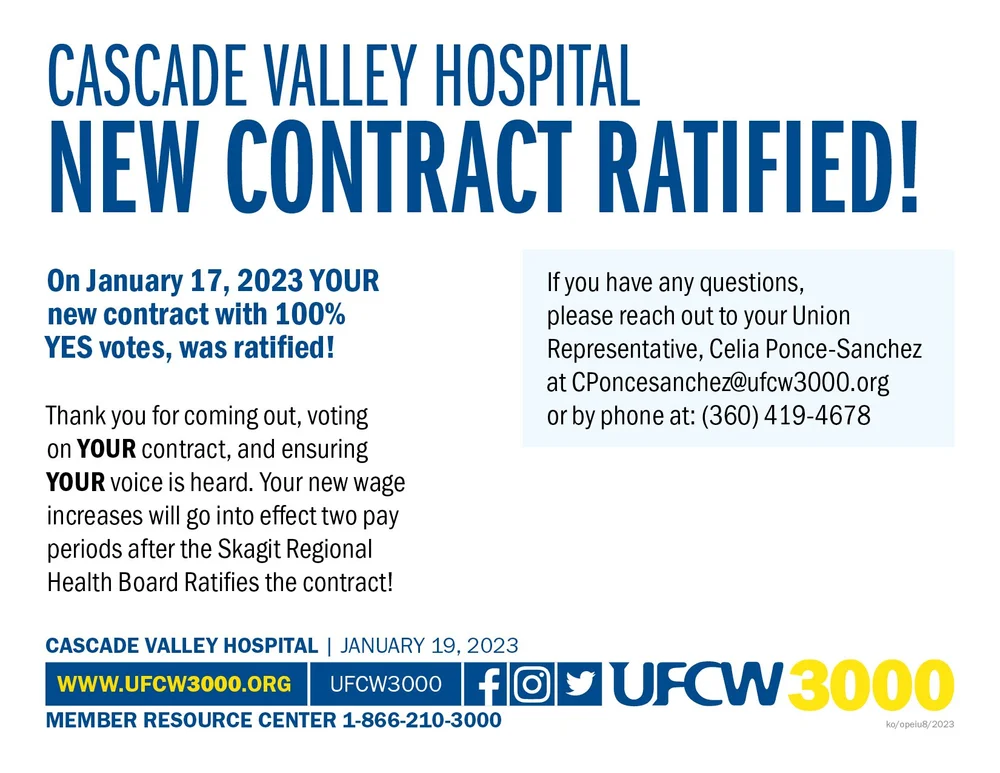 Cascade Valley Hospital - New Contract Ratified! — UFCW 3000