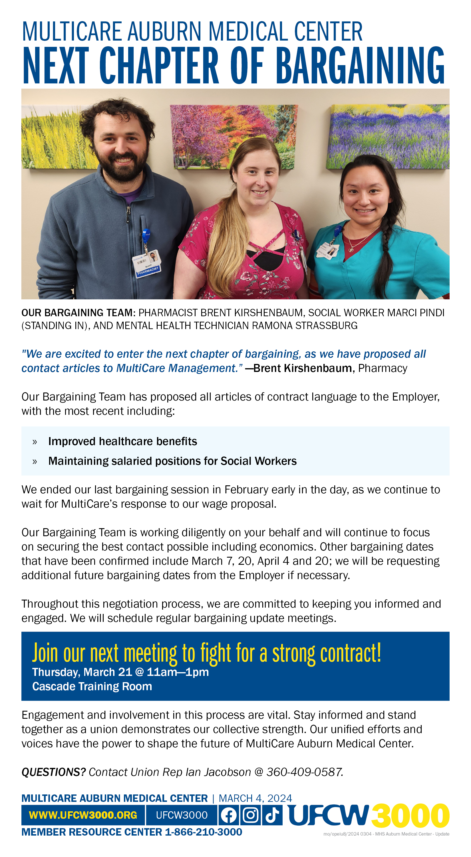 MultiCare Auburn Medical Center - Next chapter of bargaining — UFCW 3000