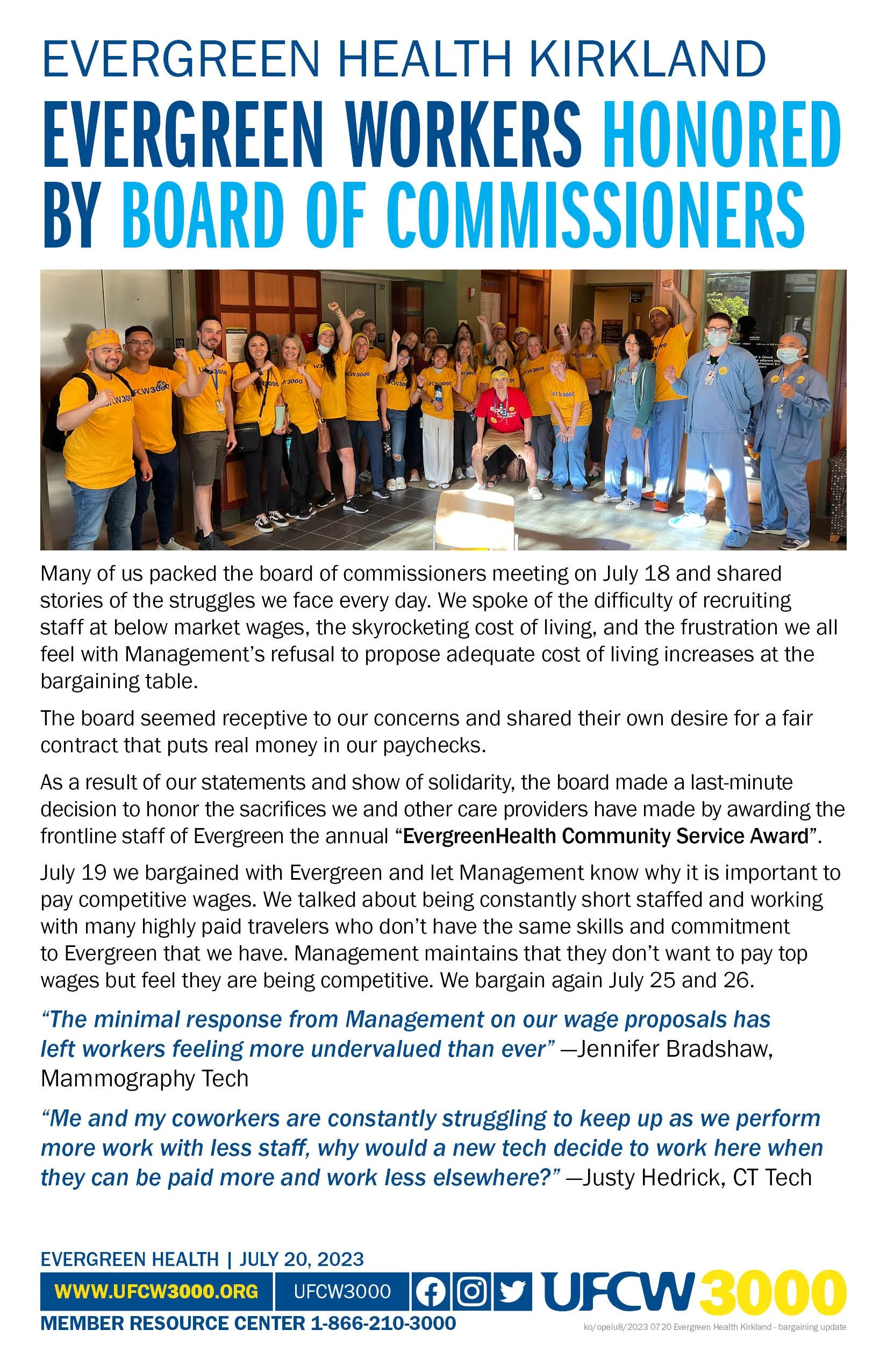 Evergreen Health Kirkland Evergreen workers honored by board of