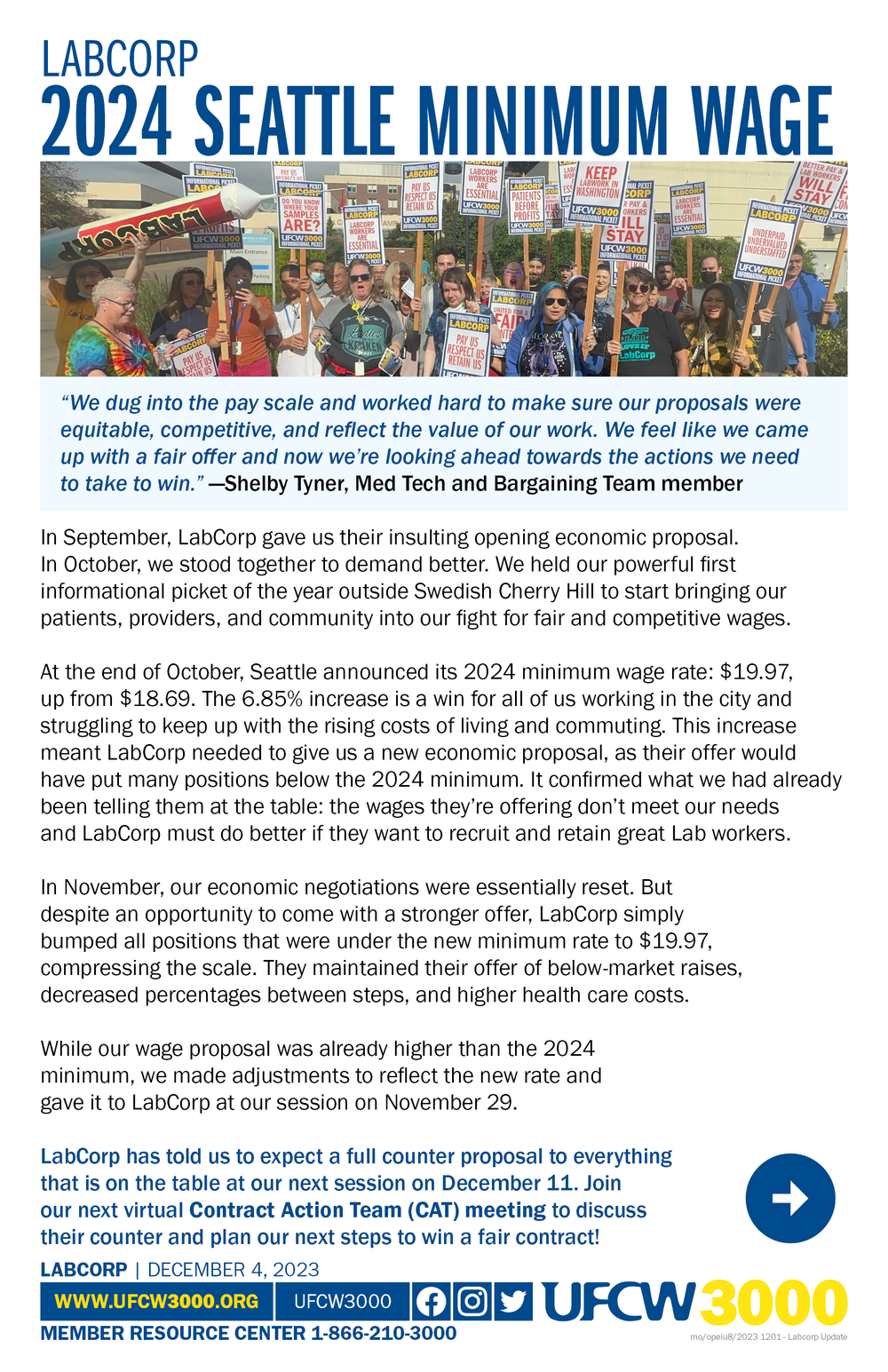 LabCorp 2024 Seattle Minimum Wage — UFCW 3000