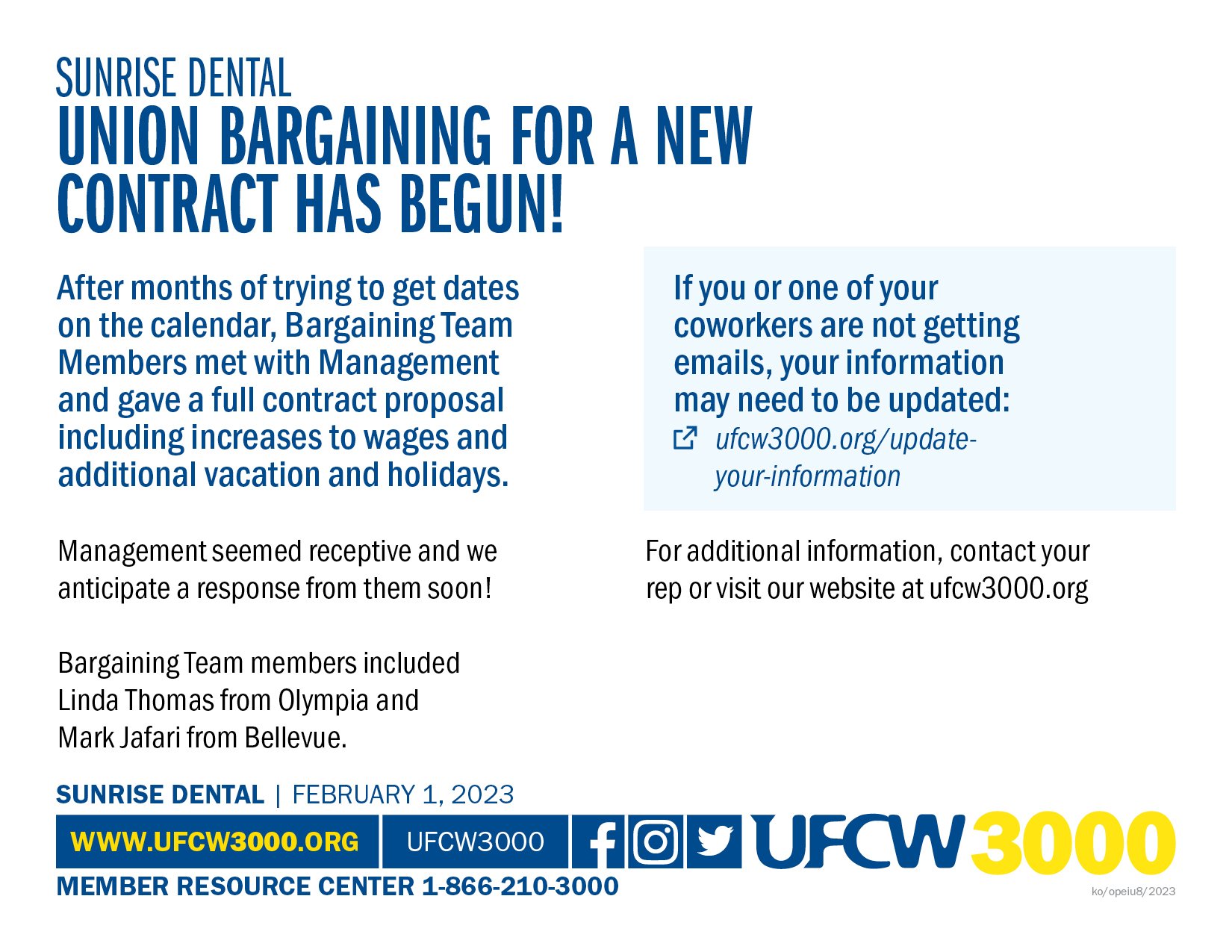 Sunrise Dental - Union Bargaining For A New Contract Has Begun! — Ufcw 3000