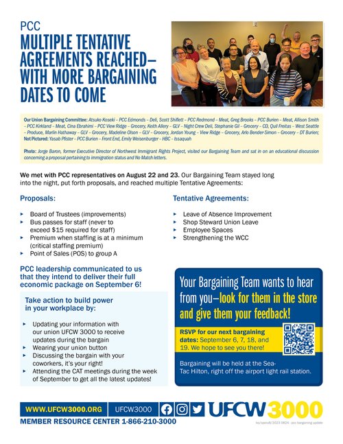 PCC - Multiple Tentative Agreements Reached—With More Bargaining Dates to  Come — UFCW 3000