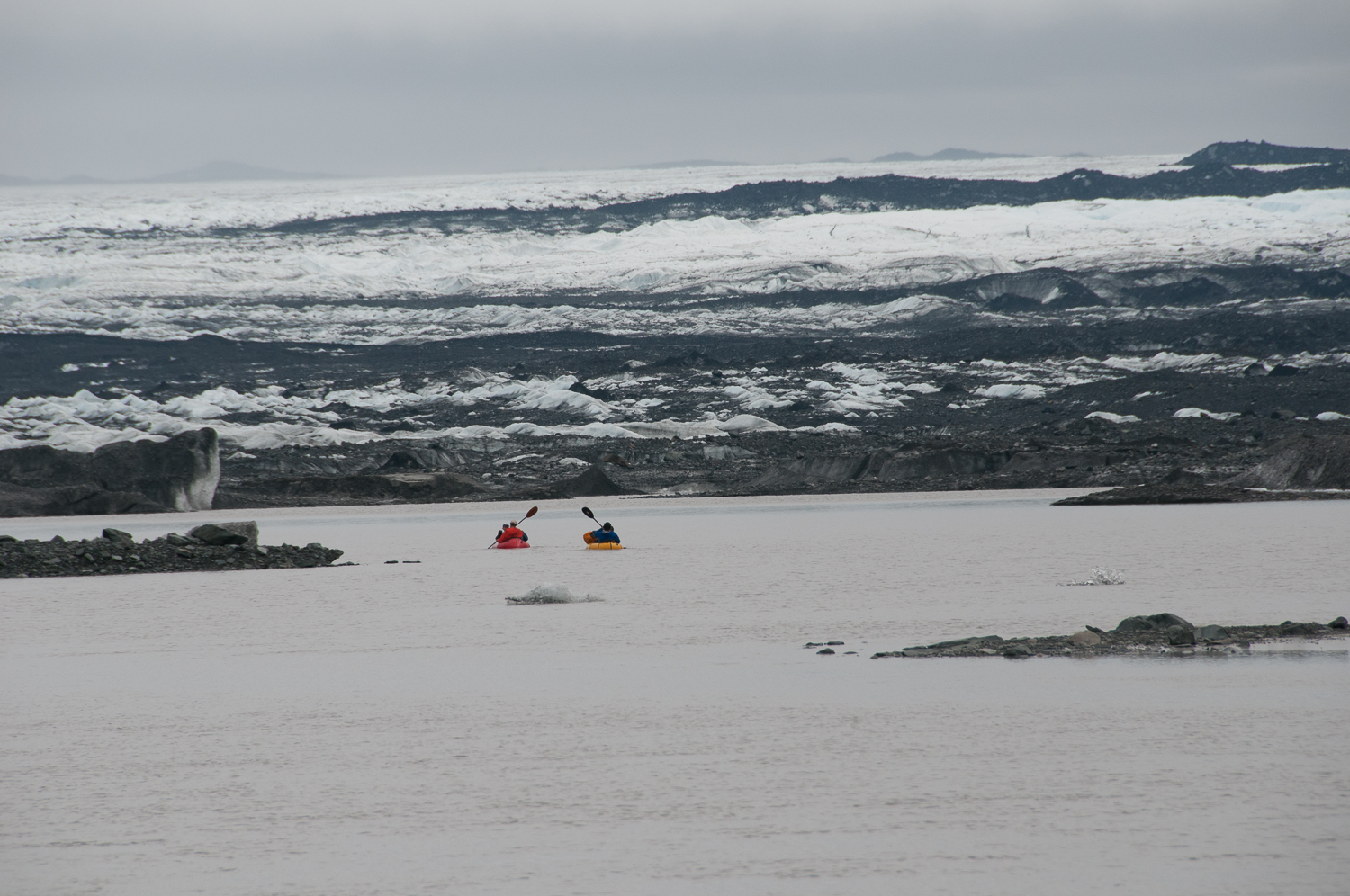 Using Packrafts to Ferry Gear Across Lagoon to Malaspina Glacier