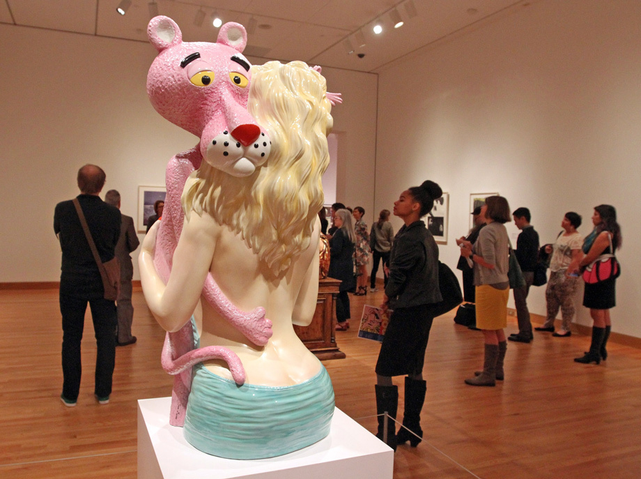 Artist Jeff Koons' "Pink Panther" (1988) is on display.