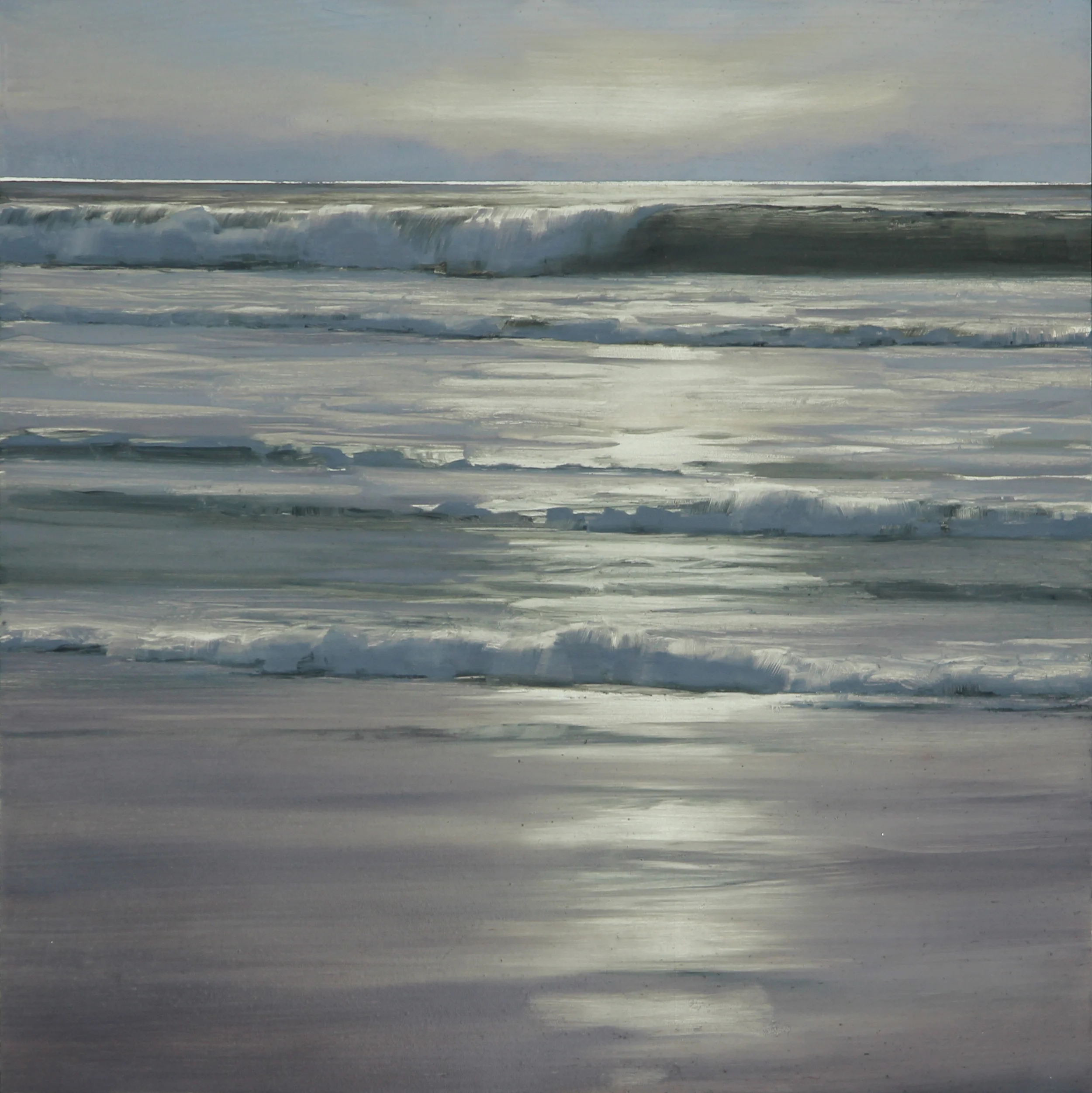 Dawn of Gold, Oil on White Gold Leafed Panel, 16" x 16"
