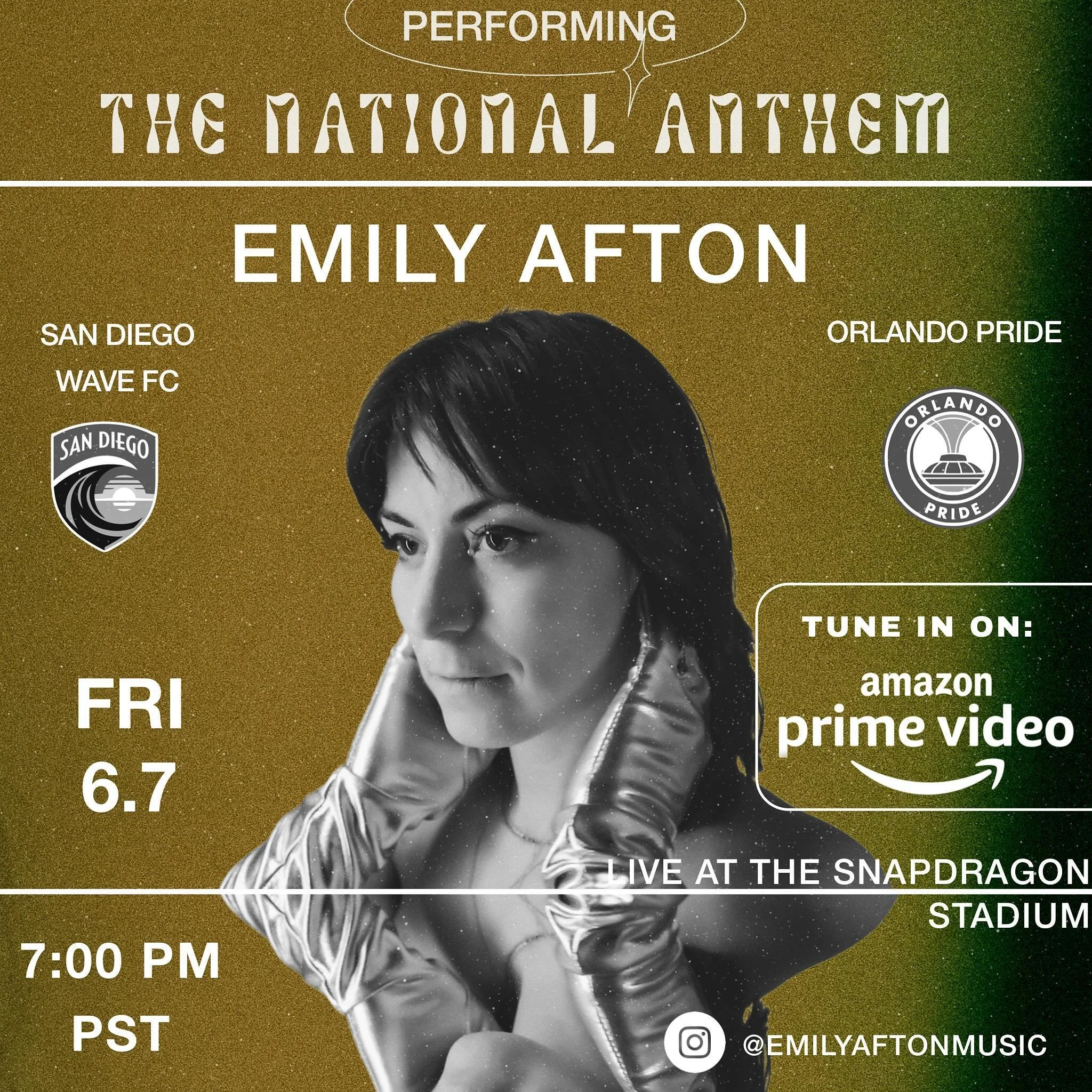 Yay! Another game of top tier pro women's soccer, another chance to see me on TV!! 👽🛸📡 Tune in this friday night to see me perform the national anthem in my home city of San Diego at the @sandiegowavefc vs @orlpride game at @snapdragonstadium 🌈🌈