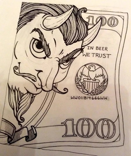 His face was just how I had imagined and I was very pleased with how his hair curled like the ornamentation on a currency bill, but the bill itself...meh!