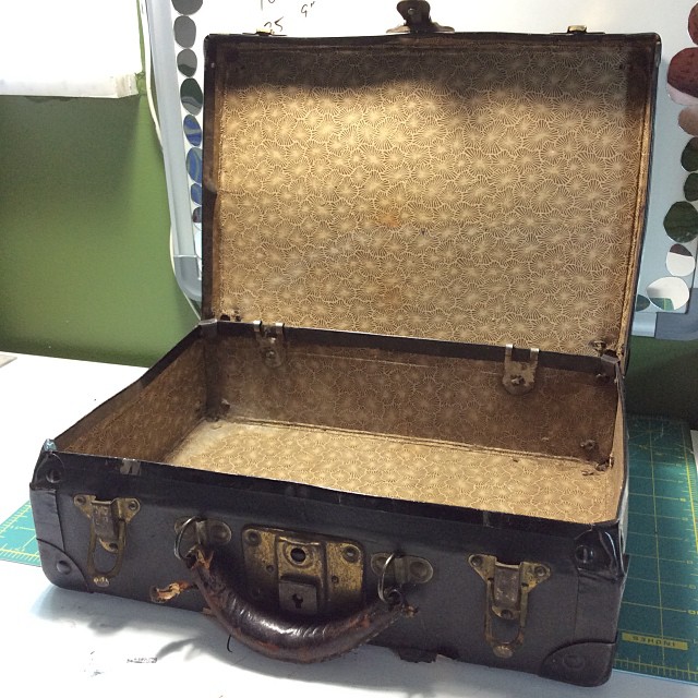 I plan to eventually sell these on my website and at art festivals. Currently, I am trying to keep up with the incoming orders (a nice problem to have!), so I am also working on displays and ways to sell them once I get enough made. Here is an old suitcase I found at a flea market in Michigan.