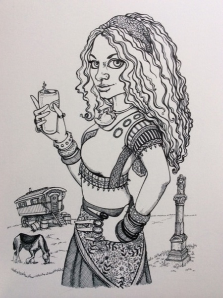 After approval, I inked the drawing.
