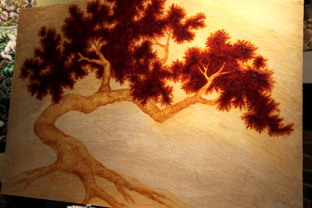 Richening up the color and forming the leaves.