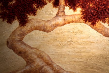 A close up of the tree form coming together.