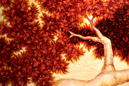 The tree now has fuller leaves. You can also see the large glitter sequins I applied to catch the light.