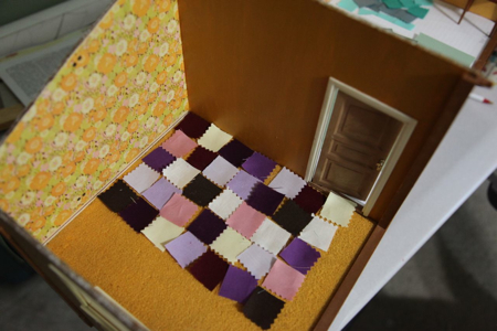 Thinking a crazy quilt was in order, I began sewing. I took this project with me on a road trip and probably worked on it for 4-5 hours. After that time I concluded that it was one hot mess and looked like poop on a stick, so I abandoned it.