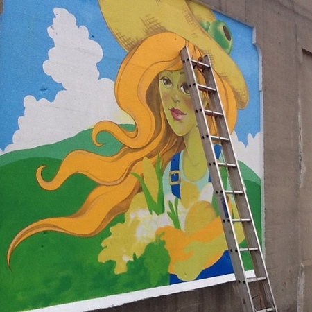 It was tough to get the lines to flow nicely, since they had to be done in sections and around the ladder.