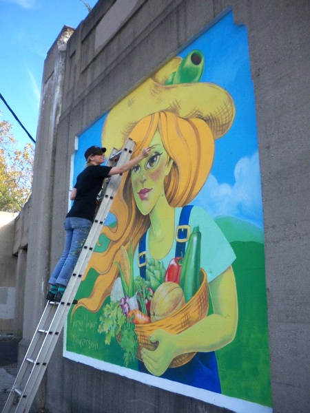 Lisa Helm of Garden Station came by and got some in progress shots. Much thanks to her for organizing the mural project.