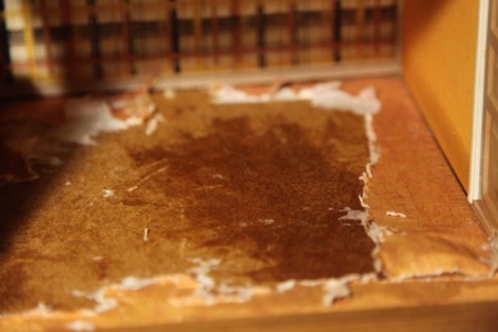 Apparently, the Lundby Company never intended for their houses to be cleaned, because as soon as the vinegar hit the floor it began to buckle.
