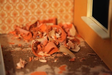 It is at this point that Mark questions my project, suggesting that I abandon this abode for a place that needs less prep work. Nope! I am committed and it will take a bit more than some peeling paper to turn me off this project.