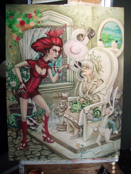 Changes to the king and the white rabbit. You can see the basic outline of the hookah too.